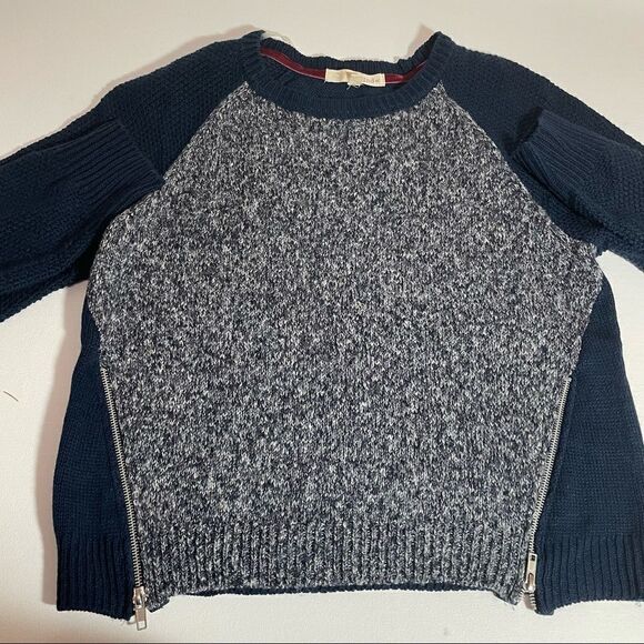 Rewind two tones navy and marled blues zip side slits sweater in Size La… - Picture 12 of 13